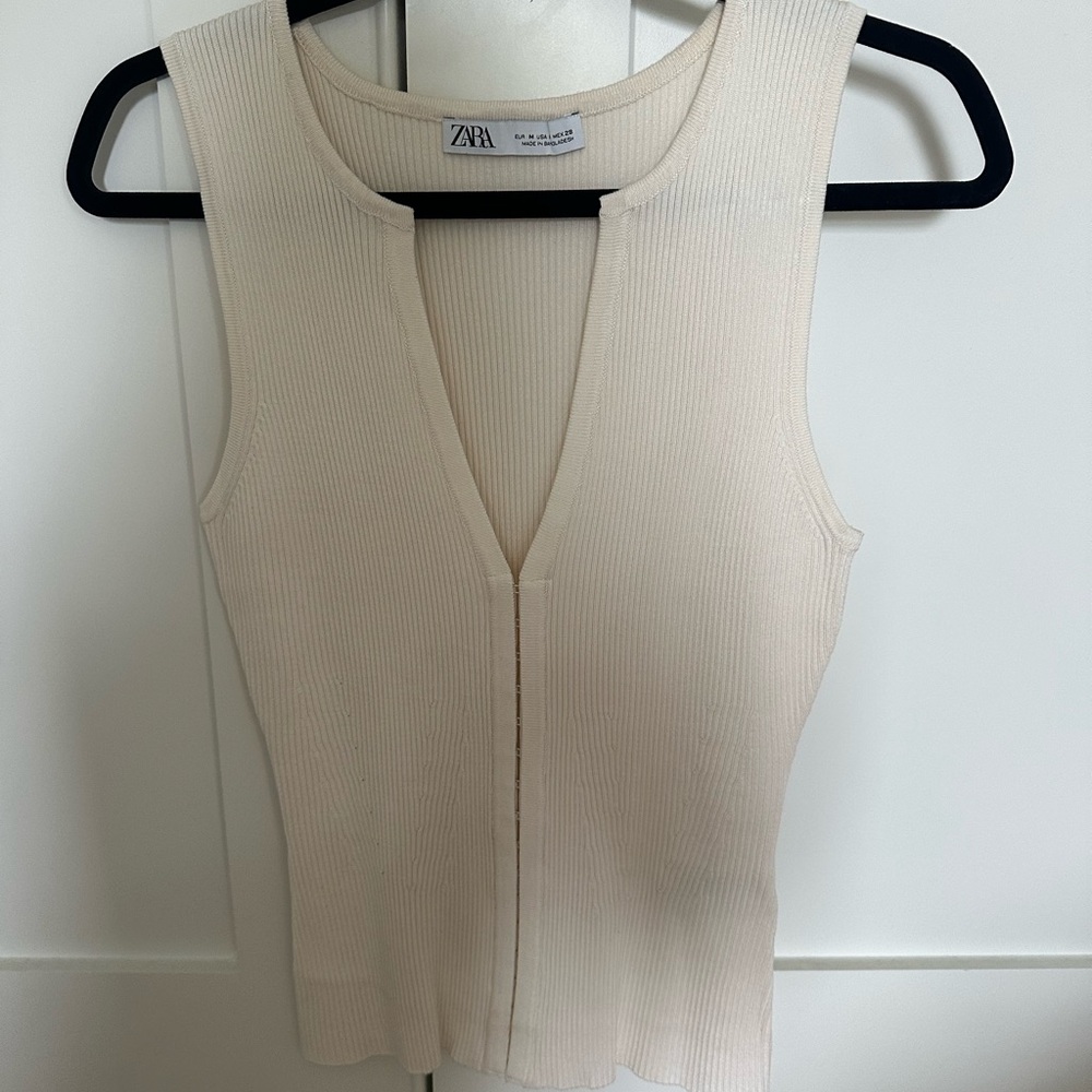Zara Ivory Ribbed Tank Top